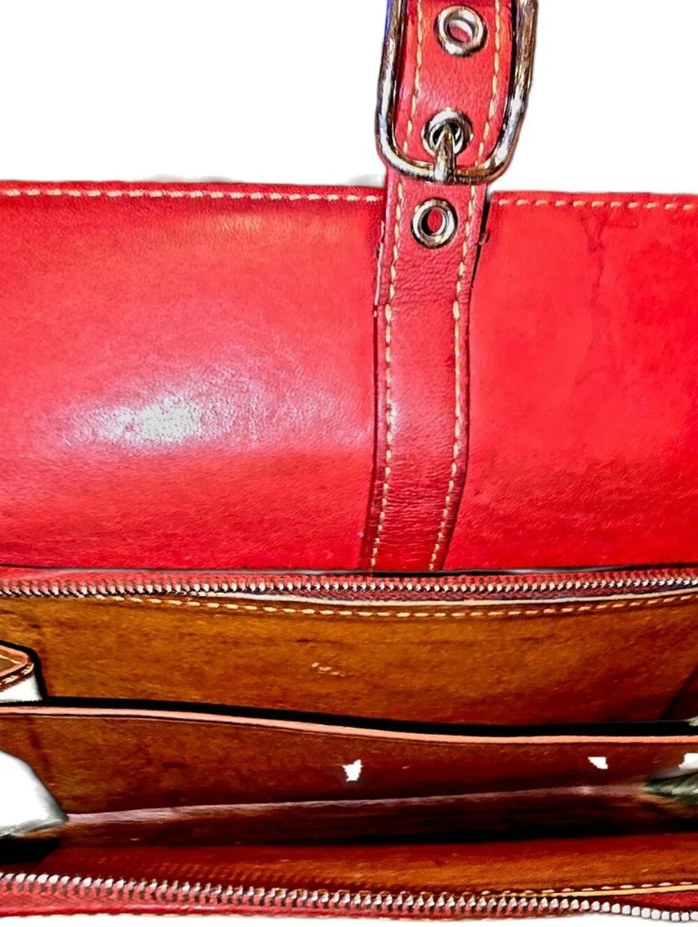 Coach 9186 Vintage Legacy Soho Red Leather Bucket Duffle Shoulder Bag W/Wallet